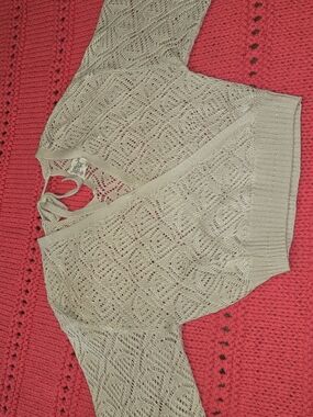 Hippie Rose beige open-knit sweater top